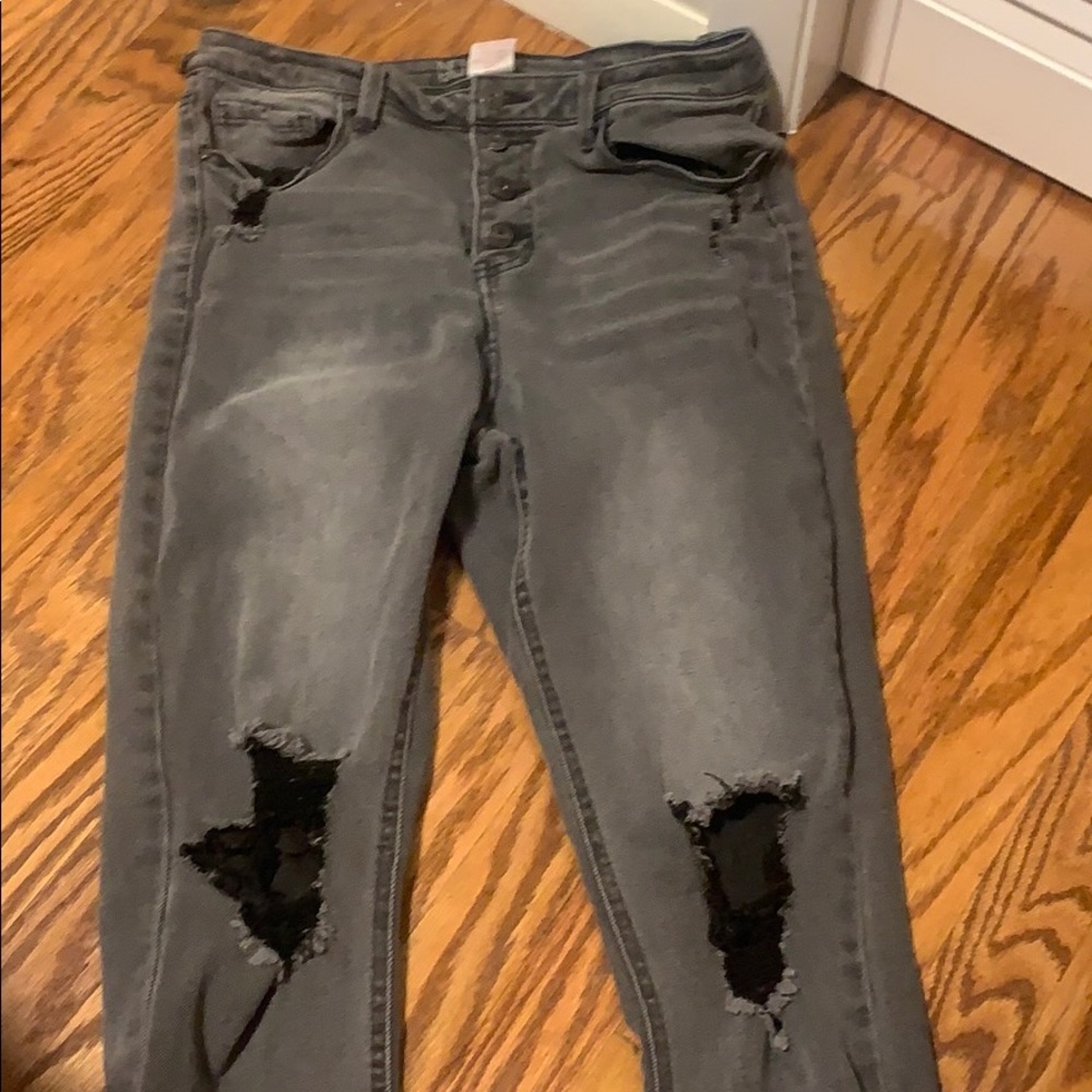 Black faded ripped jeans